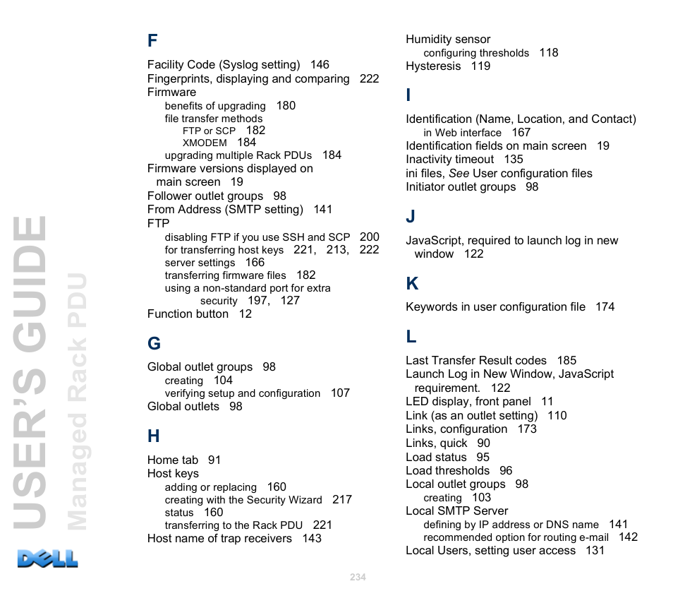 User’s guide | Dell Managed PDU LED User Manual | Page 239 / 244