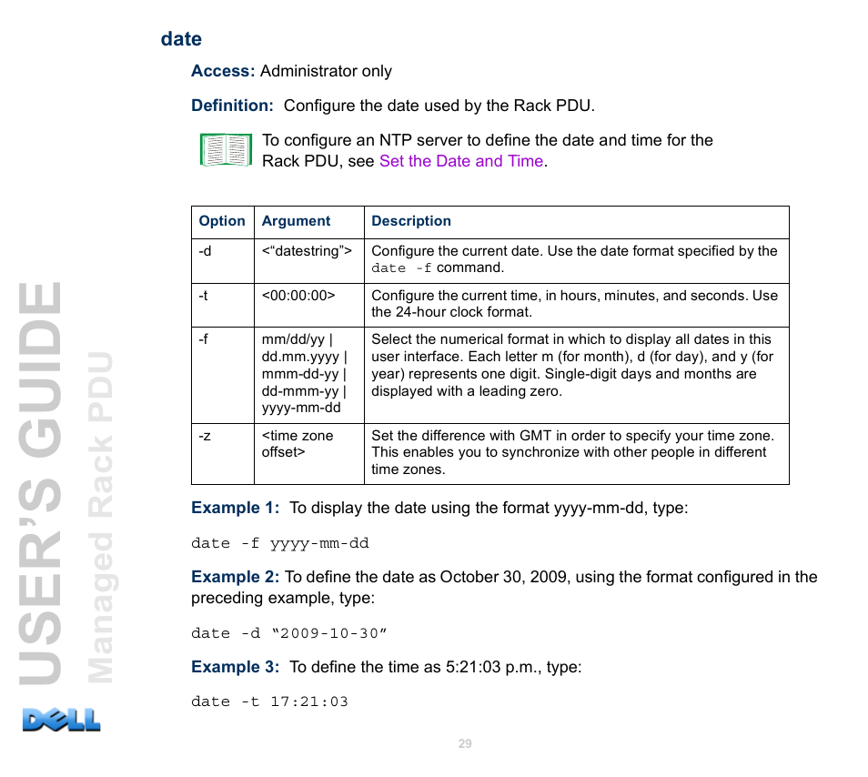 Date, User’s guide | Dell Managed PDU LED User Manual | Page 34 / 244