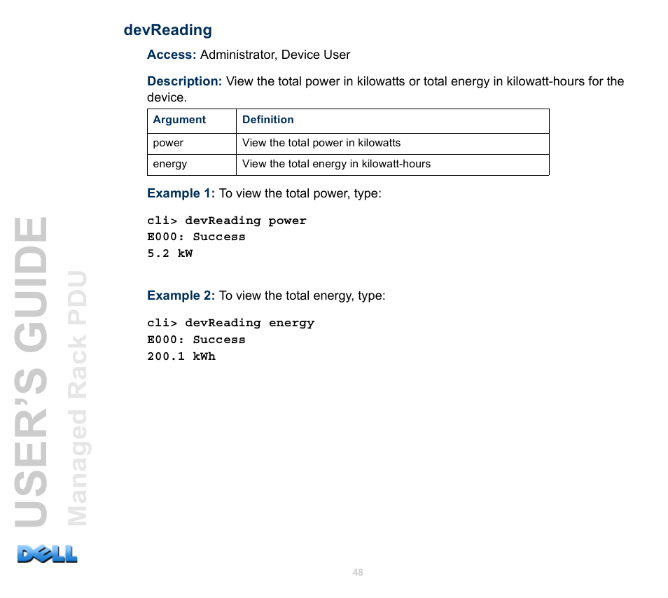 Devreading, User’s guide | Dell Managed PDU LED User Manual | Page 53 / 244
