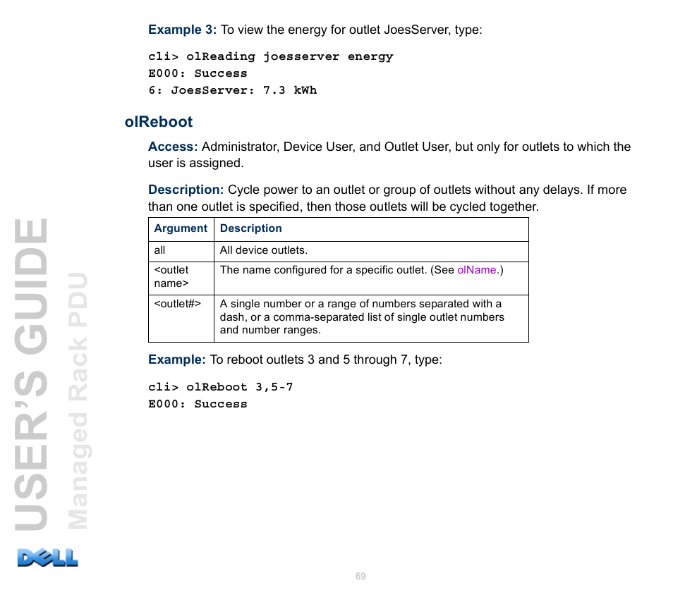 Olreboot, User’s guide | Dell Managed PDU LED User Manual | Page 74 / 244