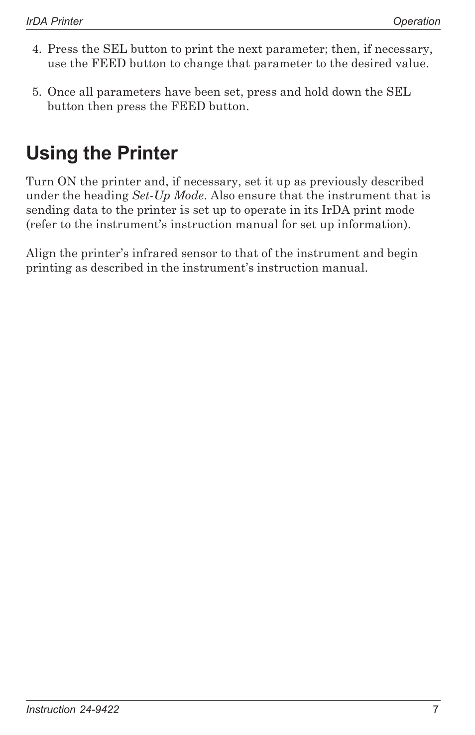 Using the printer, Maintenance, Cleaning the printer | Bacharach 24-9422 User Manual | Page 11 / 16