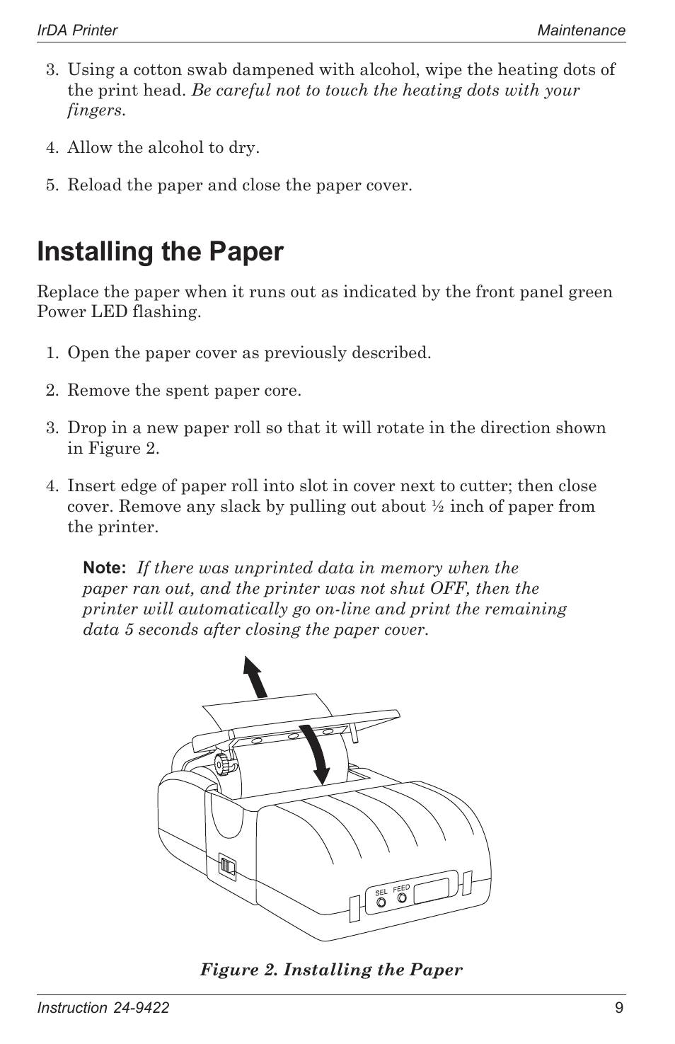 Installing the paper, Parts & service, Replacement parts | Bacharach 24-9422 User Manual | Page 13 / 16