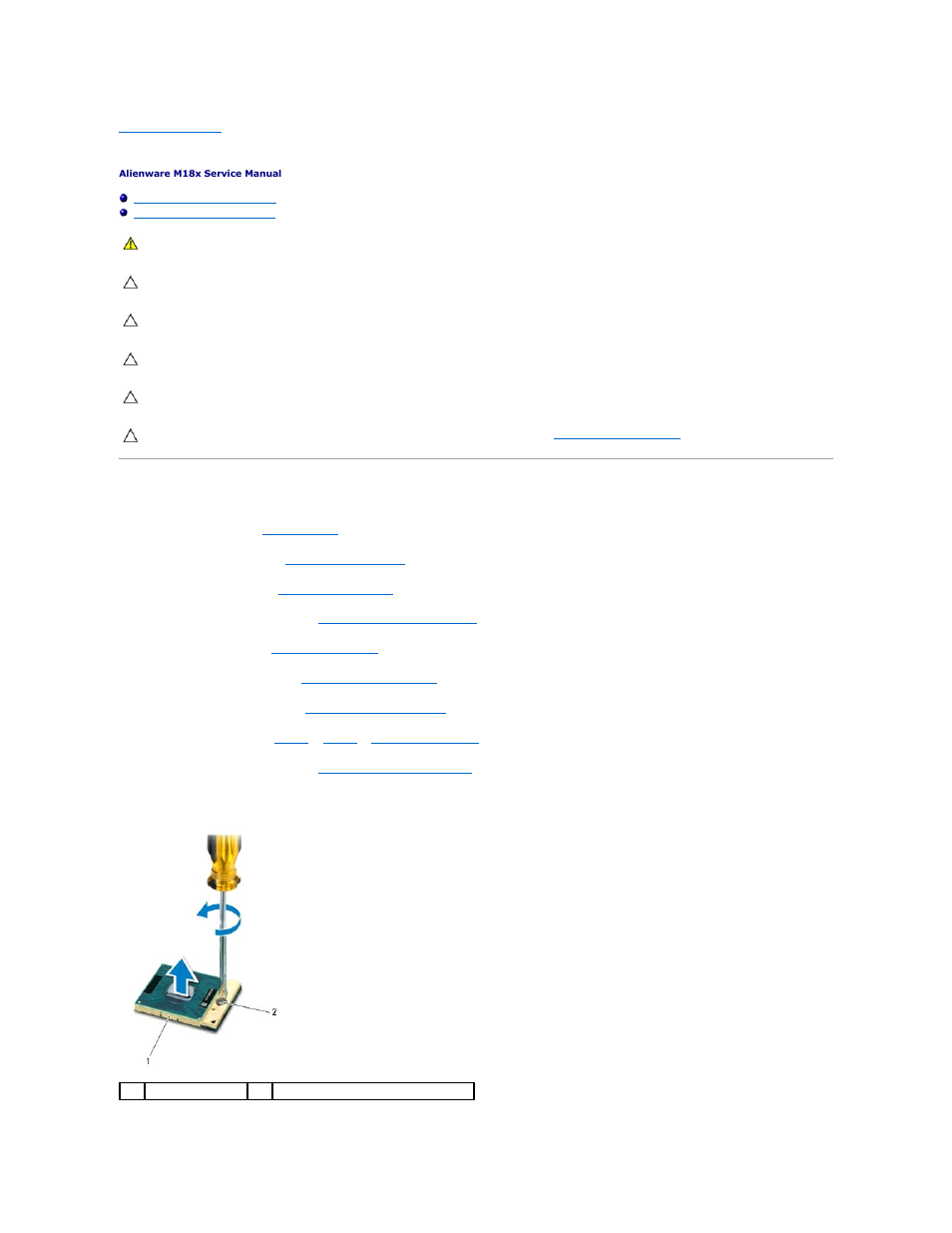 Processor module, Removing the processor module | Dell Alienware M18x (Early 2011) User Manual | Page 14 / 64