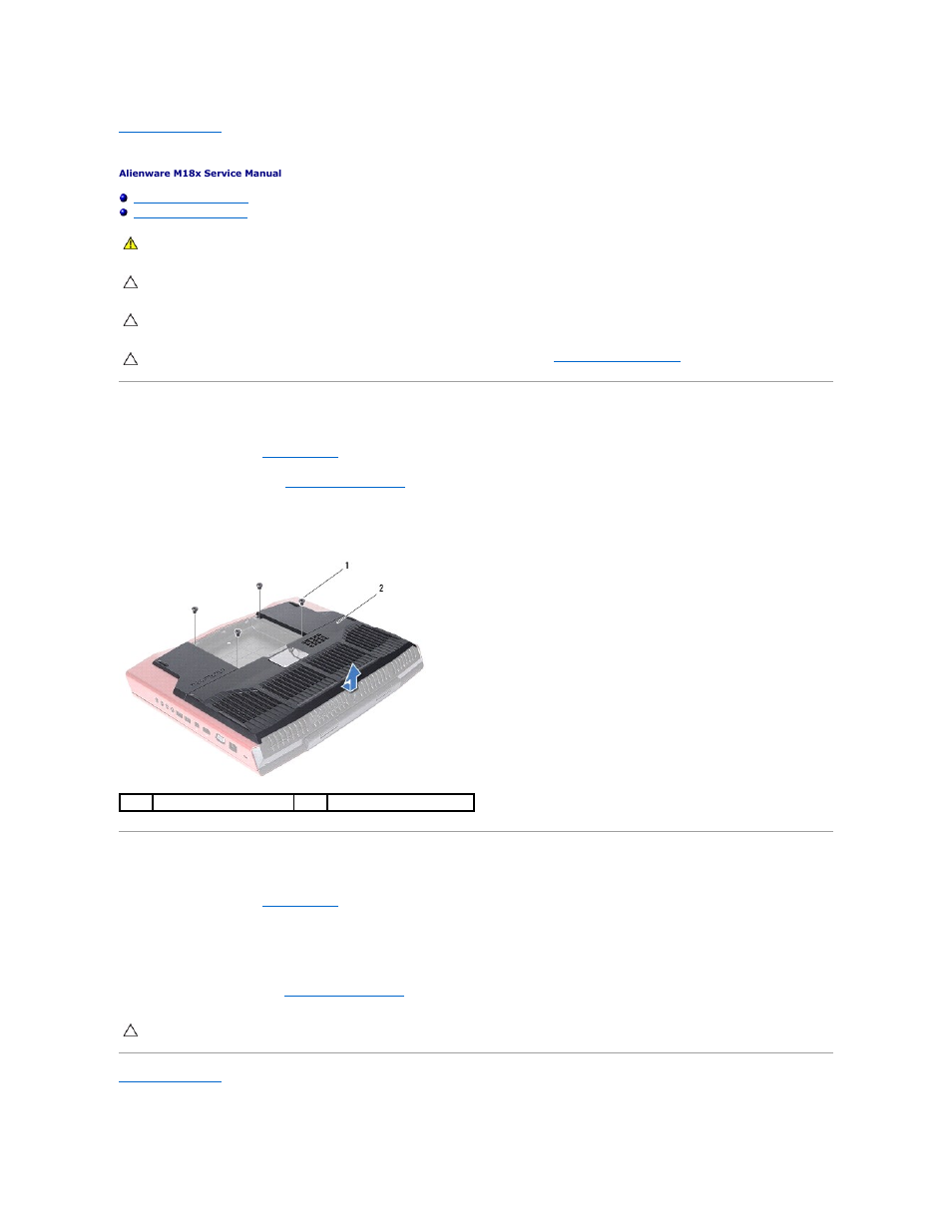 Base cover, Removing the base cover, Replacing the base cover | Dell Alienware M18x (Early 2011) User Manual | Page 2 / 64