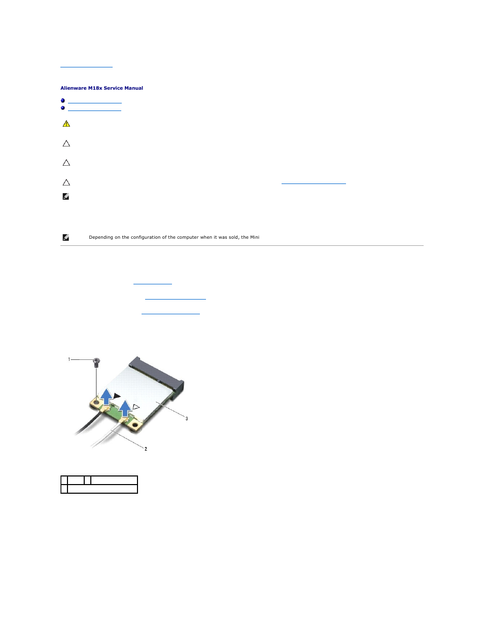 Wireless mini-card, Removing the mini-card | Dell Alienware M18x (Early 2011) User Manual | Page 43 / 64