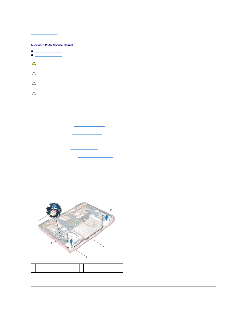 Speakers, Removing the speakers | Dell Alienware M18x (Early 2011) User Manual | Page 53 / 64