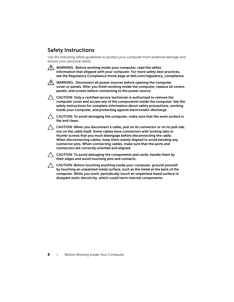 Safety instructions | Dell XPS 12 (9Q33, Mid 2013) User Manual | Page 8 / 56