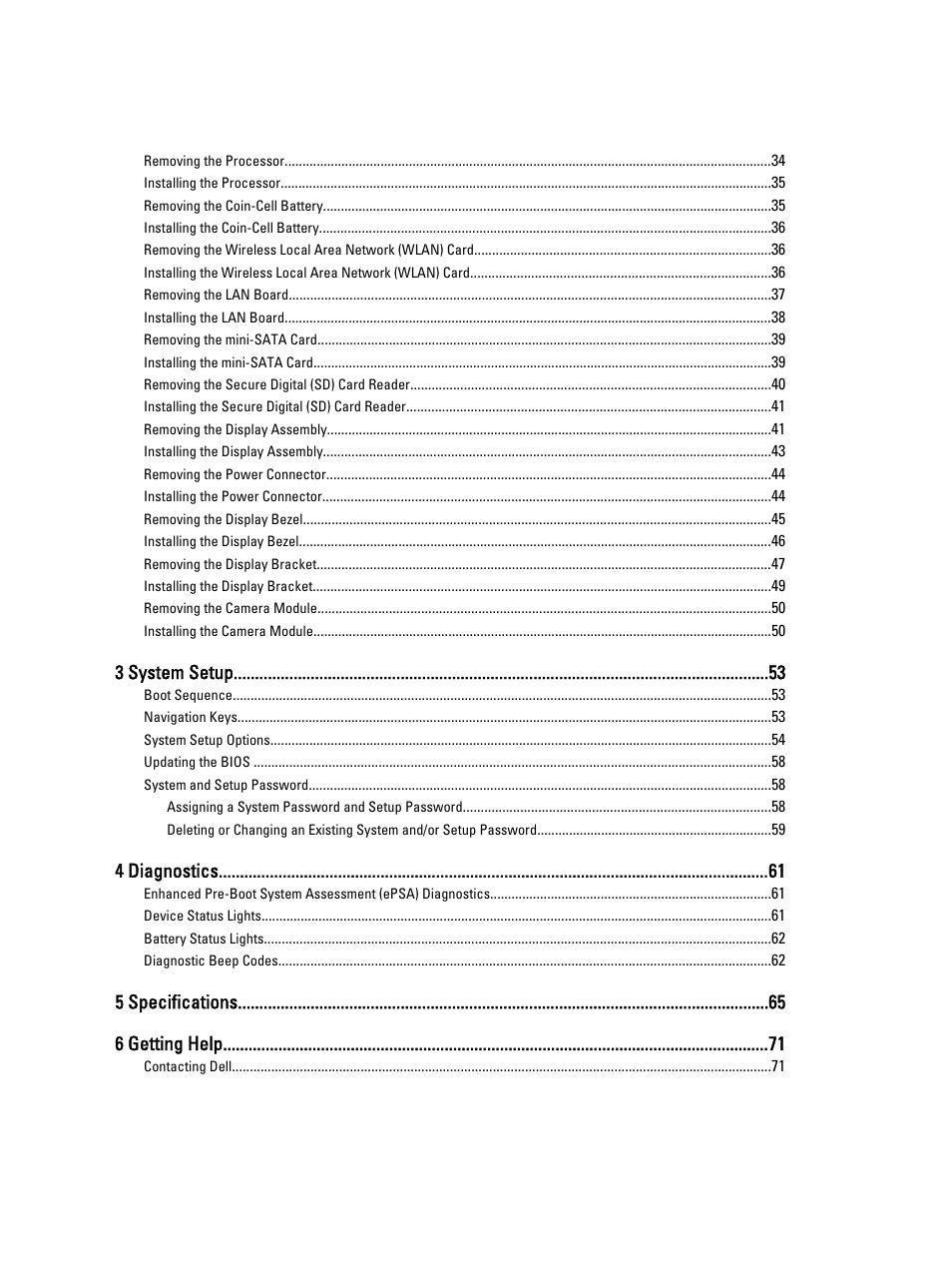 3 system setup, 4 diagnostics, 5 specifications 6 getting help | Dell Vostro 3560 (Early 2012) User Manual | Page 4 / 71