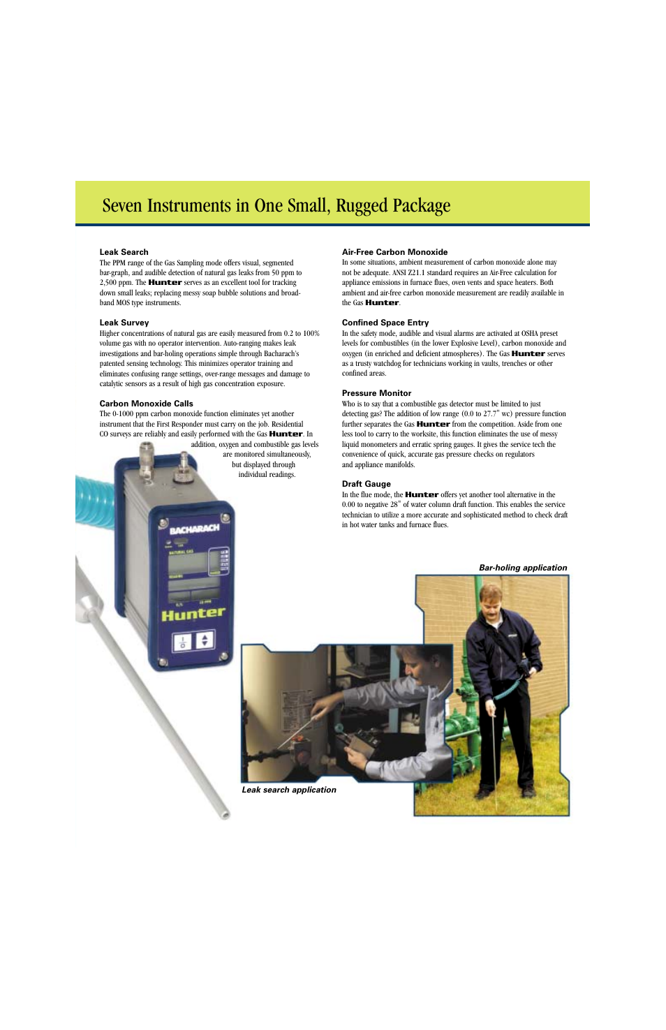 Seven instruments in one small, rugged package | Bacharach Gas Leak Detection User Manual | Page 3 / 4