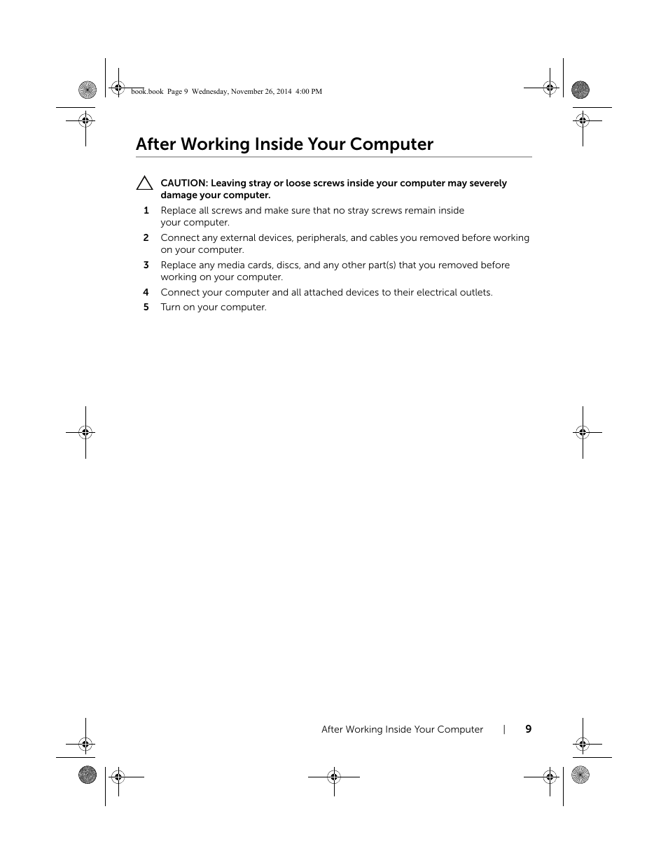 After working inside your computer | Dell Inspiron 17 (7746, Early 2015) User Manual | Page 9 / 61