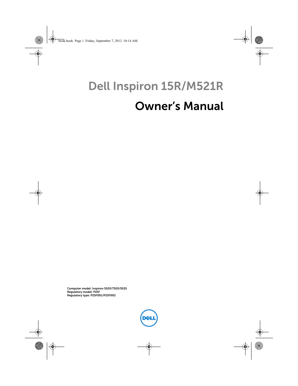 Dell Inspiron M521R (5525, Mid 2012) User Manual | 84 pages