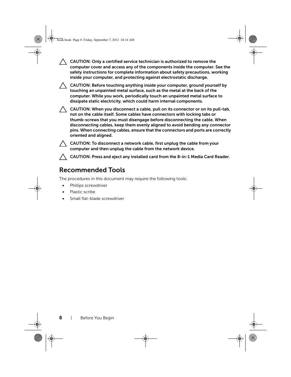 Recommended tools | Dell Inspiron M521R (5525, Mid 2012) User Manual | Page 8 / 84