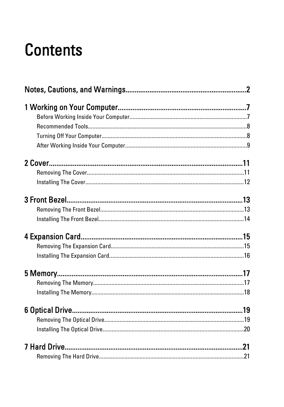 Dell Vostro 260s (Mid 2011) User Manual | Page 3 / 71