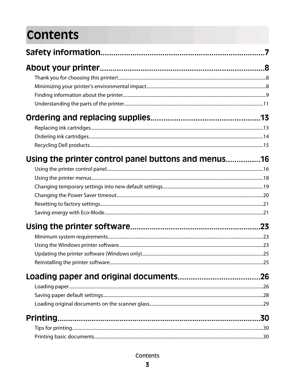 Dell V313w All In One Wireless Inkjet Printer User Manual | Page 3 / 107
