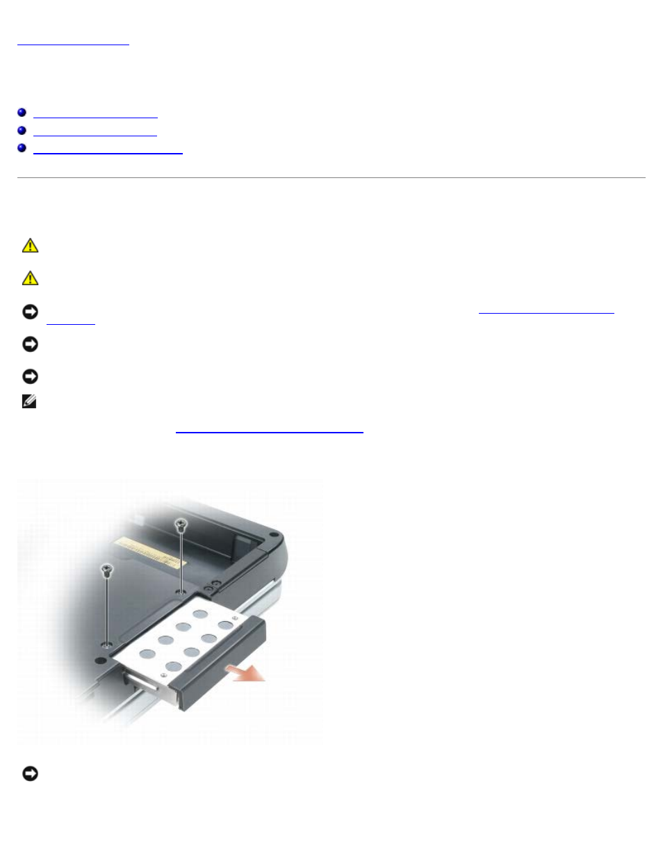Hard drive: dell xps m1710 service manual, Hard drive, Removing the hard drive | Dell XPS M1710 (MXG061, Early 2006) User Manual | Page 8 / 64