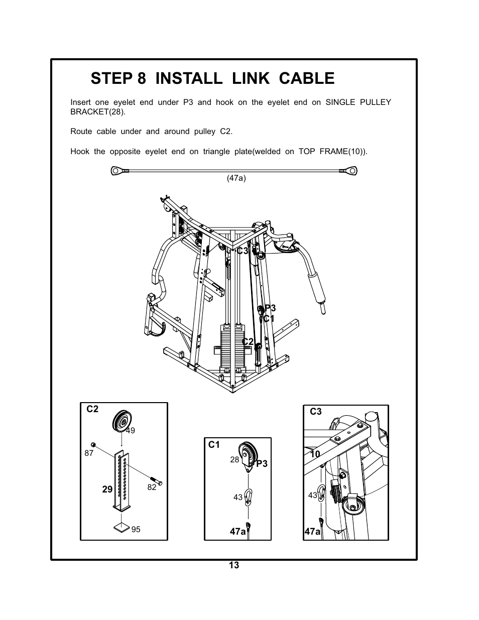Step 8 install link cable | BodyCraft BCG 446 User Manual | Page 14 / 19