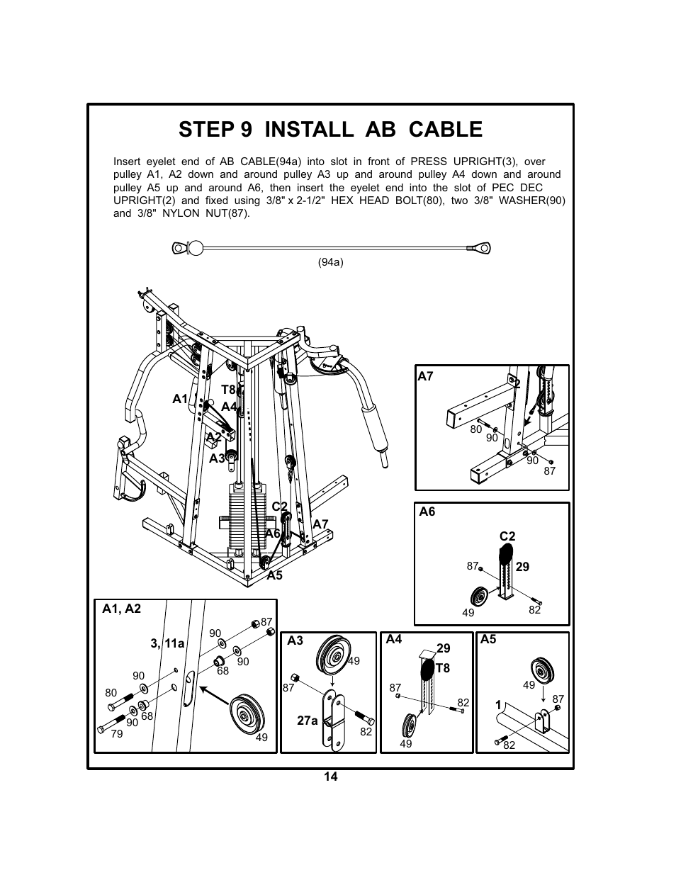 Step 9 install ab cable | BodyCraft BCG 446 User Manual | Page 15 / 19