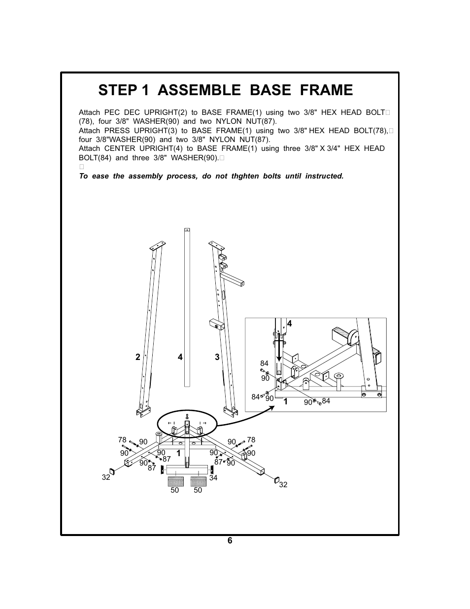 Step 1 assemble base frame | BodyCraft BCG 446 User Manual | Page 7 / 19