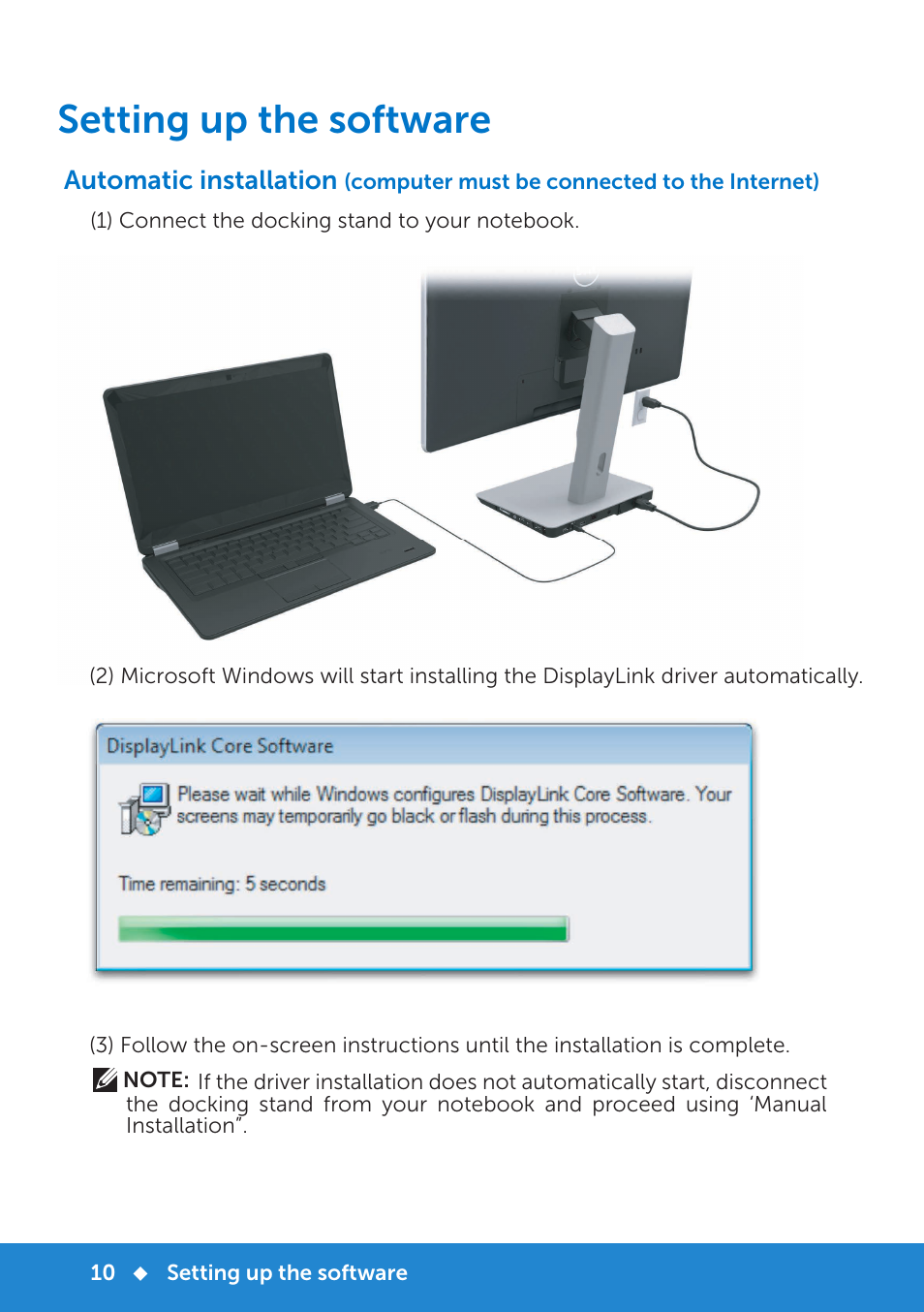 Setting up the software, Automatic installation | Dell Monitor Stand MKS14 User Manual | Page 13 / 22