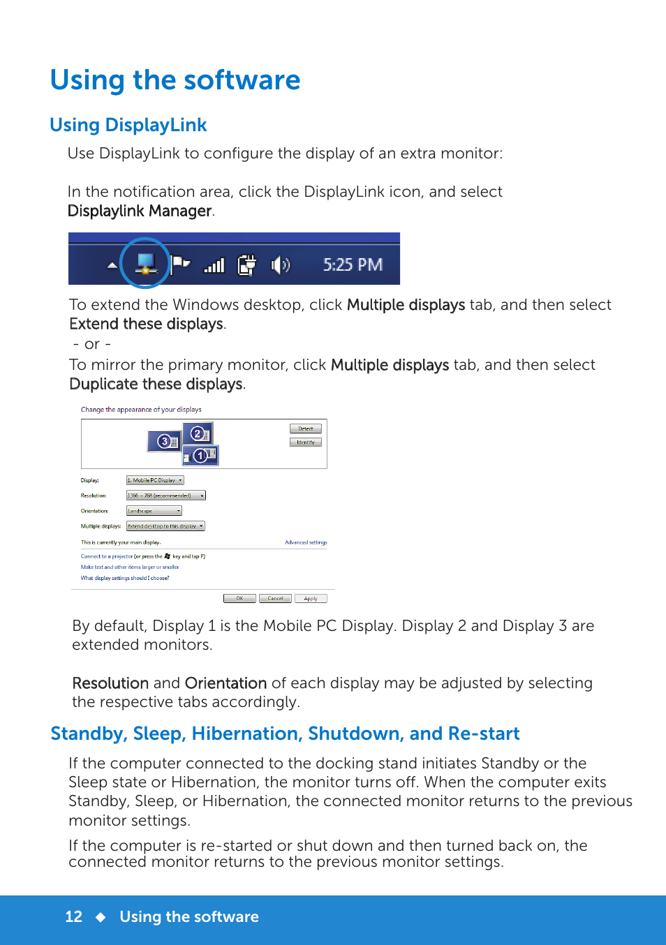 Using the software, Using displaylink | Dell Monitor Stand MKS14 User Manual | Page 15 / 22