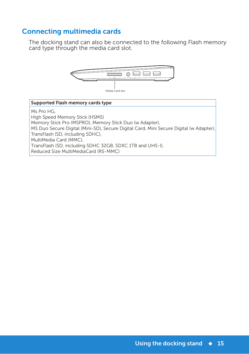 Connecting multimedia cards | Dell Monitor Stand MKS14 User Manual | Page 18 / 22