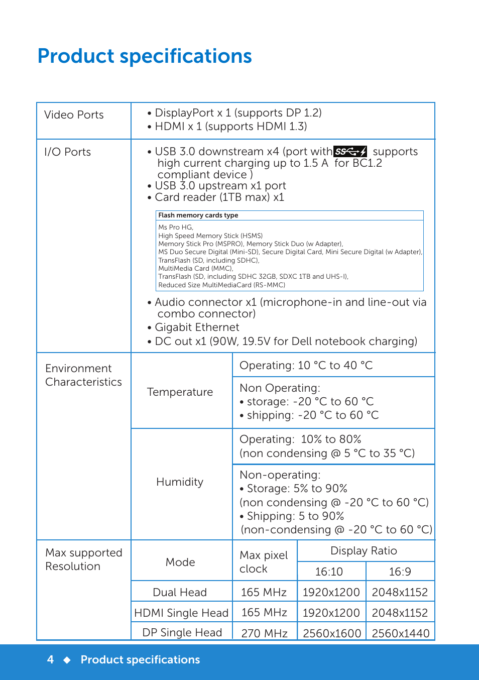 Product specifications | Dell Monitor Stand MKS14 User Manual | Page 7 / 22