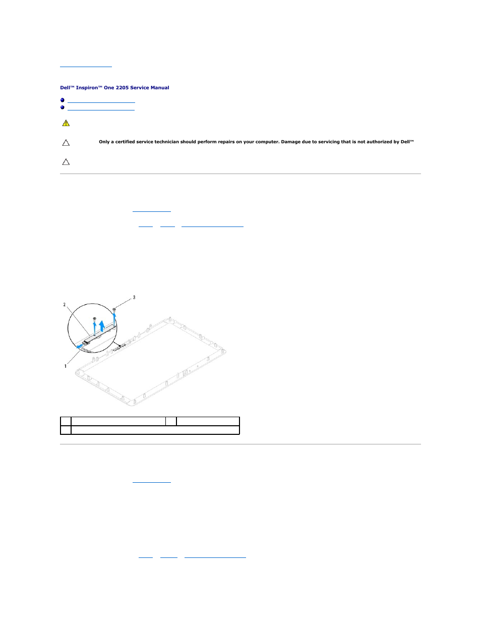 Camera module, Removing the camera module, Replacing the camera module | Dell Inspiron One 2205 (Mid 2010) User Manual | Page 11 / 74