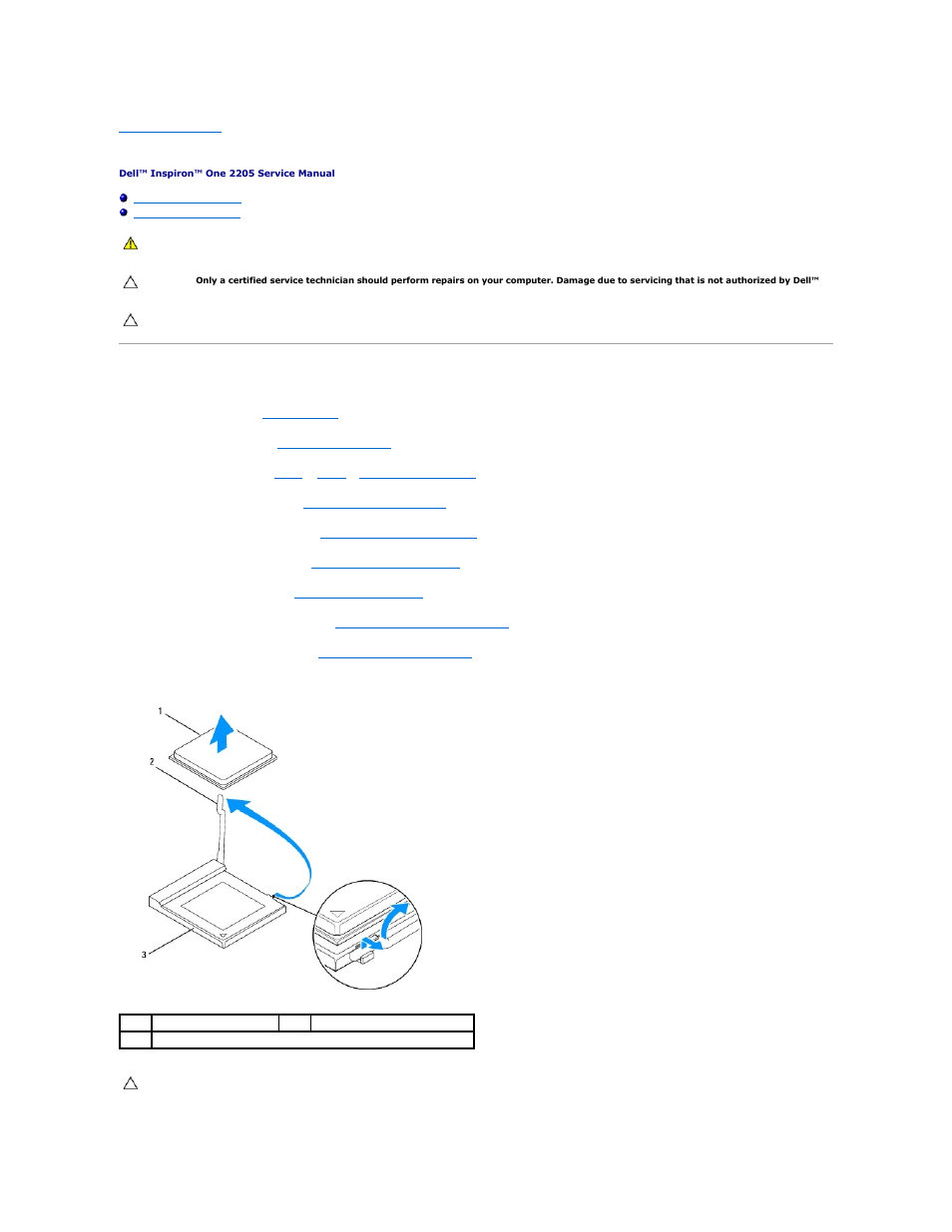 Processor, Removing the processor | Dell Inspiron One 2205 (Mid 2010) User Manual | Page 47 / 74