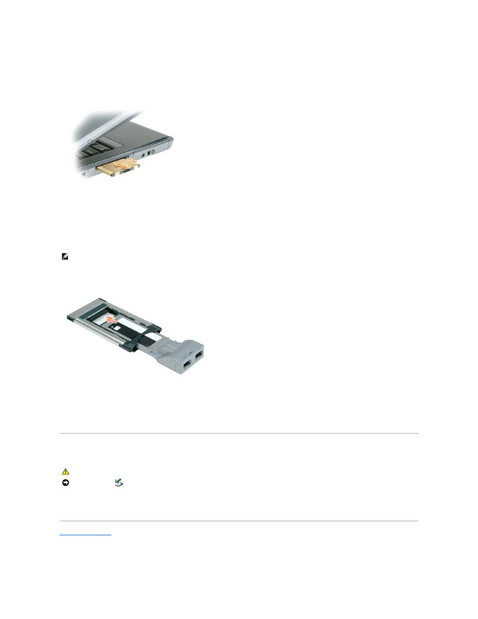 Removing a card or blank, Expresscard | Dell Latitude D520 User Manual | Page 16 / 99