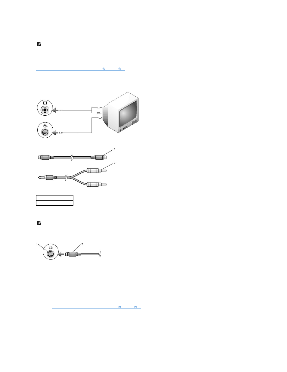 S-video and standard audio, Composite video and standard audio | Dell Latitude D520 User Manual | Page 48 / 99