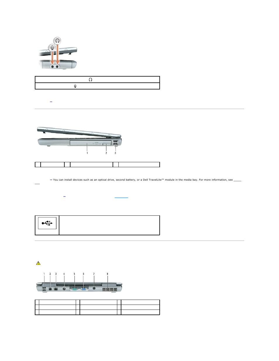 Right view, Back view | Dell Latitude D520 User Manual | Page 5 / 99