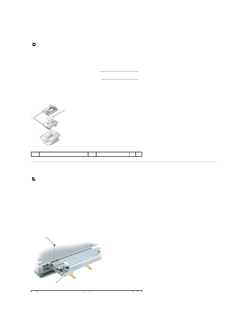 Media bay, Returning a hard drive to dell, Removing the device security screw | Dell Latitude D520 User Manual | Page 58 / 99