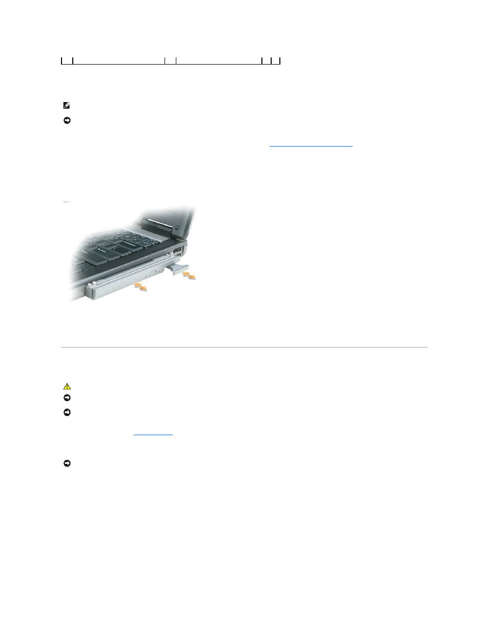 Hinge cover, Removing and installing media bay devices | Dell Latitude D520 User Manual | Page 59 / 99