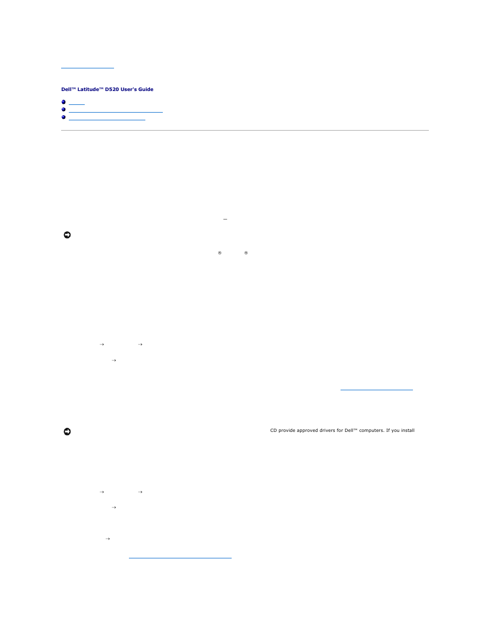 Reinstalling software, Drivers, What is a driver | Identifying drivers, Reinstalling drivers and utilities | Dell Latitude D520 User Manual | Page 73 / 99