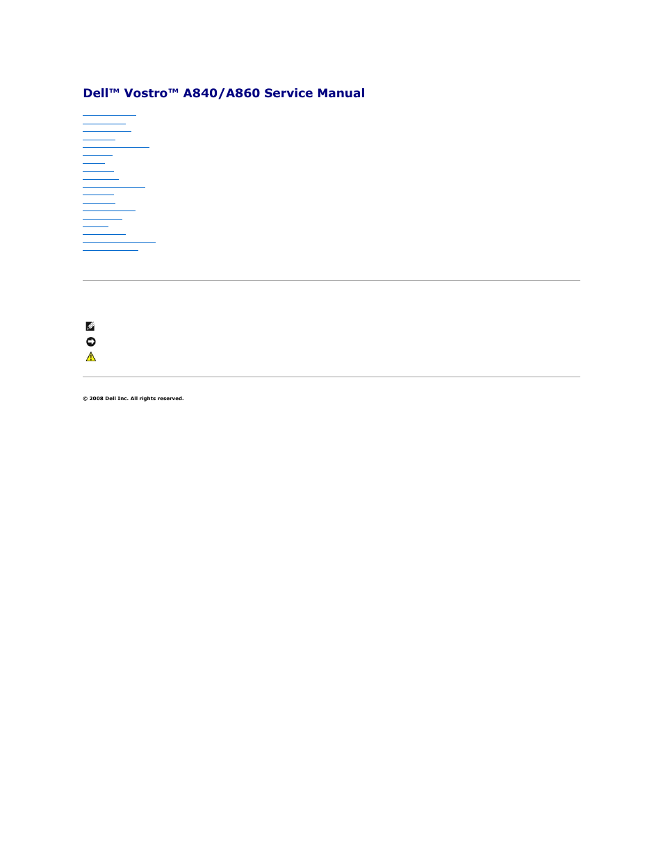 Dell Vostro A840 (Mid 2008) User Manual | 36 pages