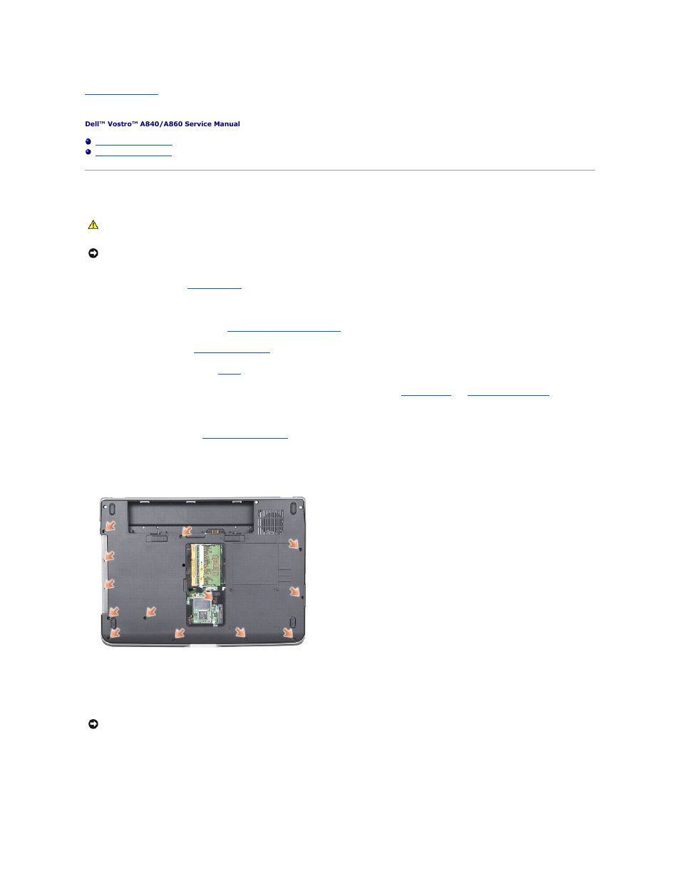 Palm rest, Removing the palm rest | Dell Vostro A840 (Mid 2008) User Manual | Page 31 / 36