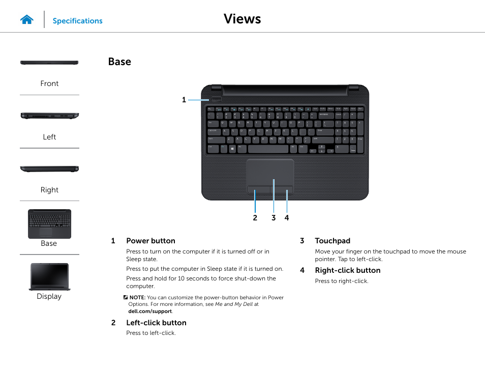 Base, Views | Dell Inspiron 15 (3531, Mid 2014) User Manual | Page 5 / 22