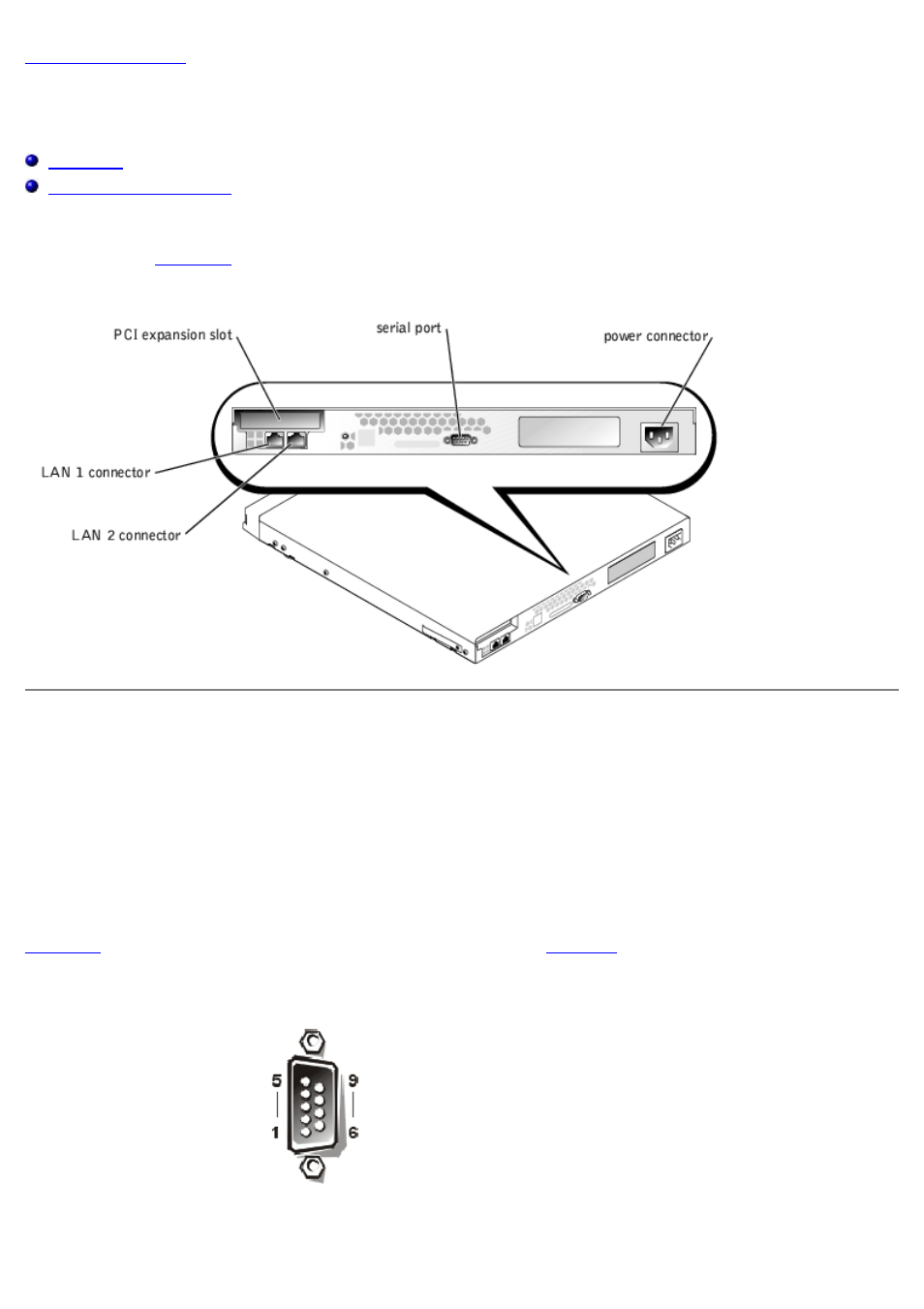 I/o ports and connectors, Serial port, Serial port connector | Dell PowerVault 715N (Rackmount NAS Appliance) User Manual | Page 19 / 30