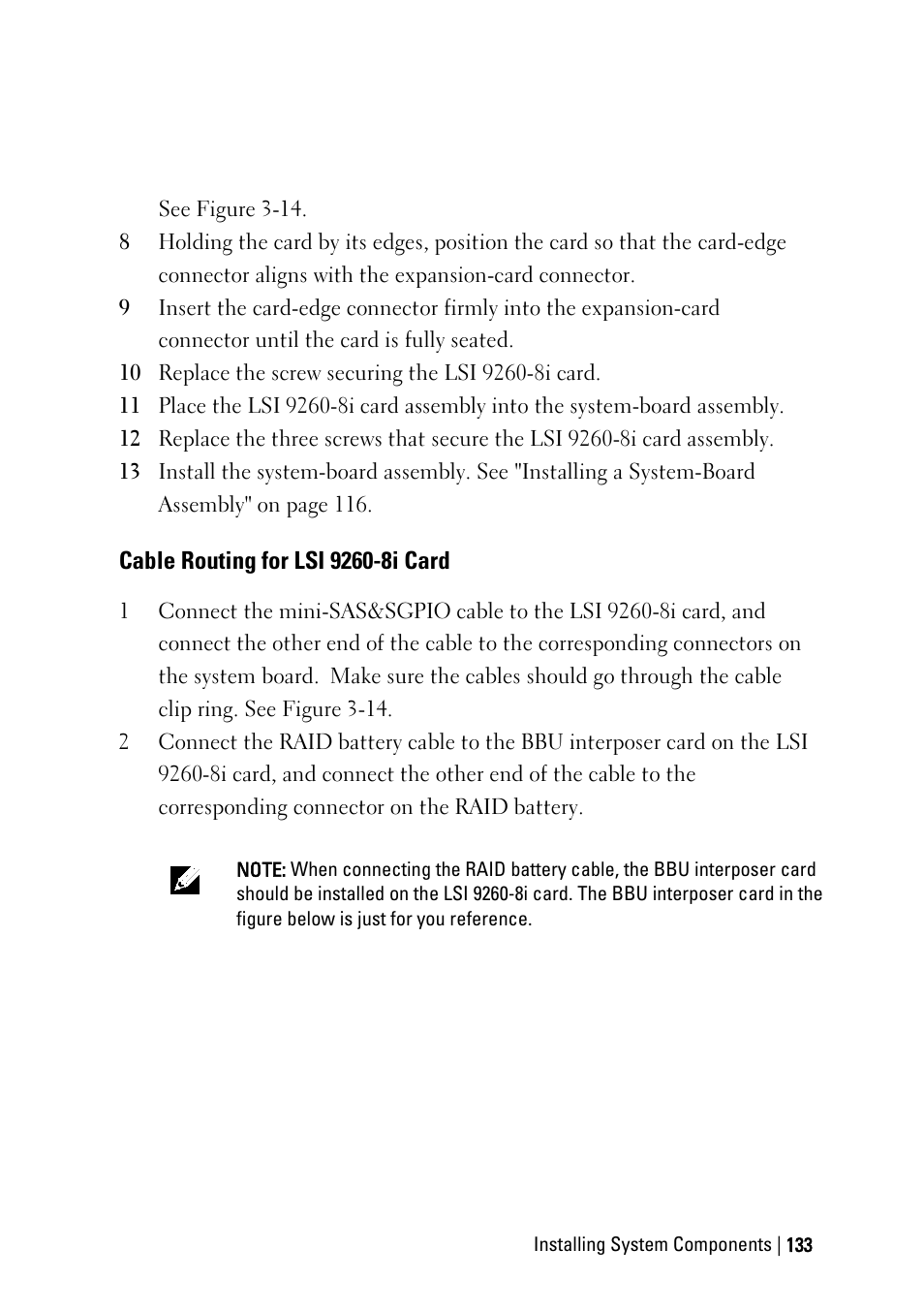 Cable routing for lsi 9260-8i card | Dell PowerEdge C6145 User Manual | Page 133 / 250