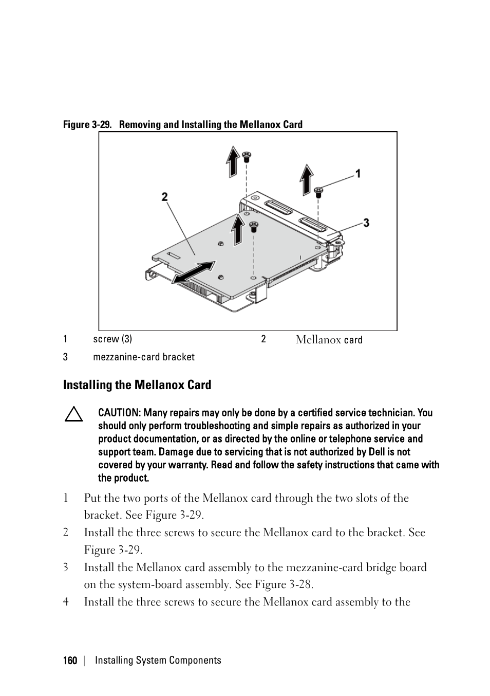 Installing the mellanox card | Dell PowerEdge C6145 User Manual | Page 160 / 250