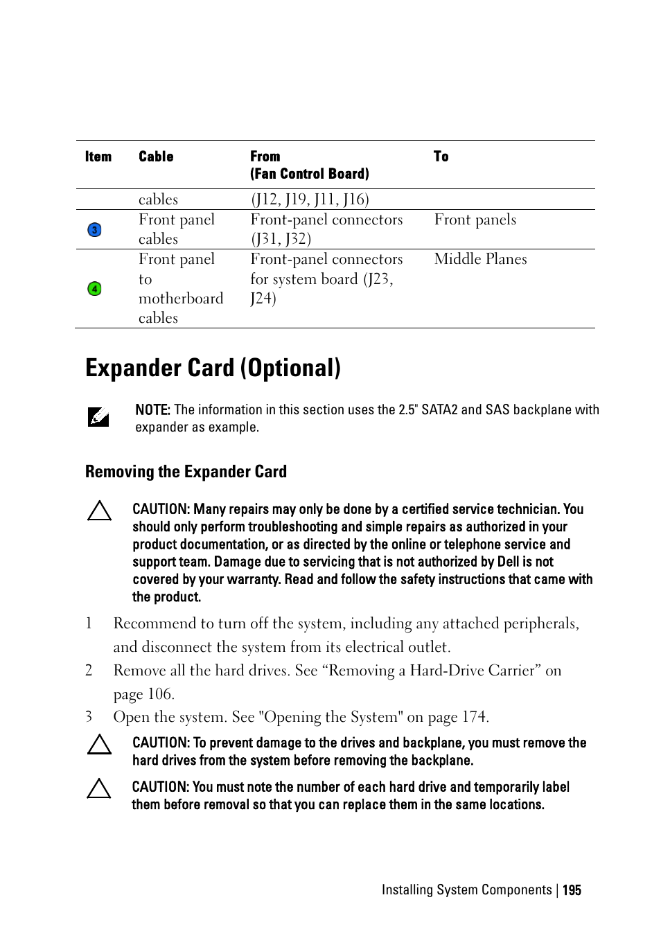 Expander card (optional), Removing the expander card, Ee "expander | Card (optional), Ge 195 | Dell PowerEdge C6145 User Manual | Page 195 / 250