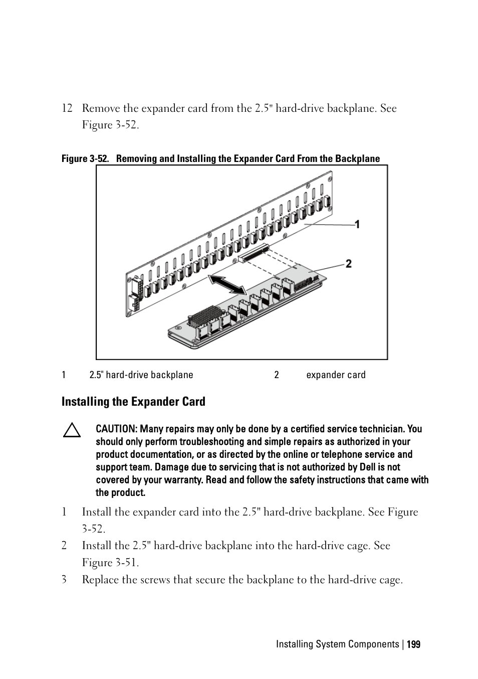 Installing the expander card | Dell PowerEdge C6145 User Manual | Page 199 / 250