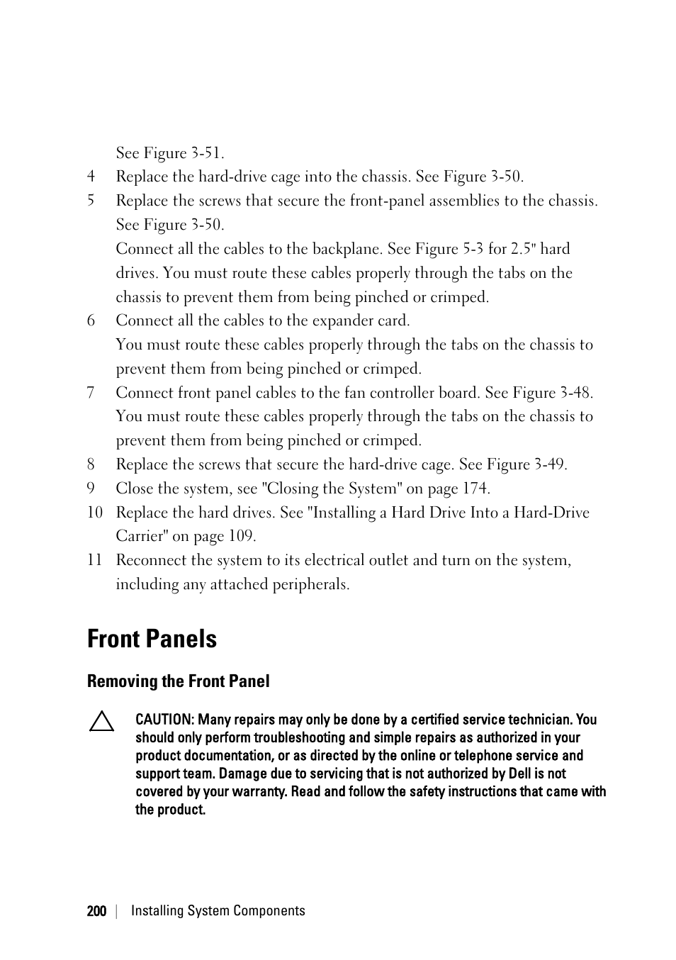 Front panels, Removing the front panel | Dell PowerEdge C6145 User Manual | Page 200 / 250