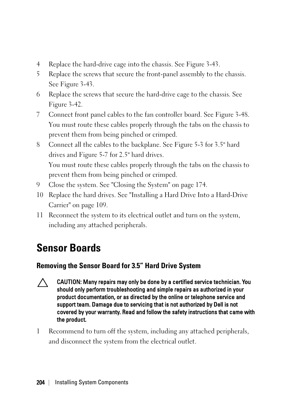 Sensor boards | Dell PowerEdge C6145 User Manual | Page 204 / 250