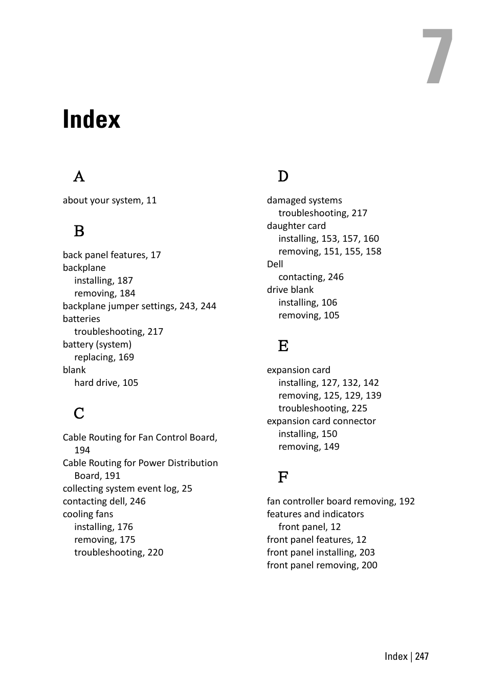 Index | Dell PowerEdge C6145 User Manual | Page 247 / 250