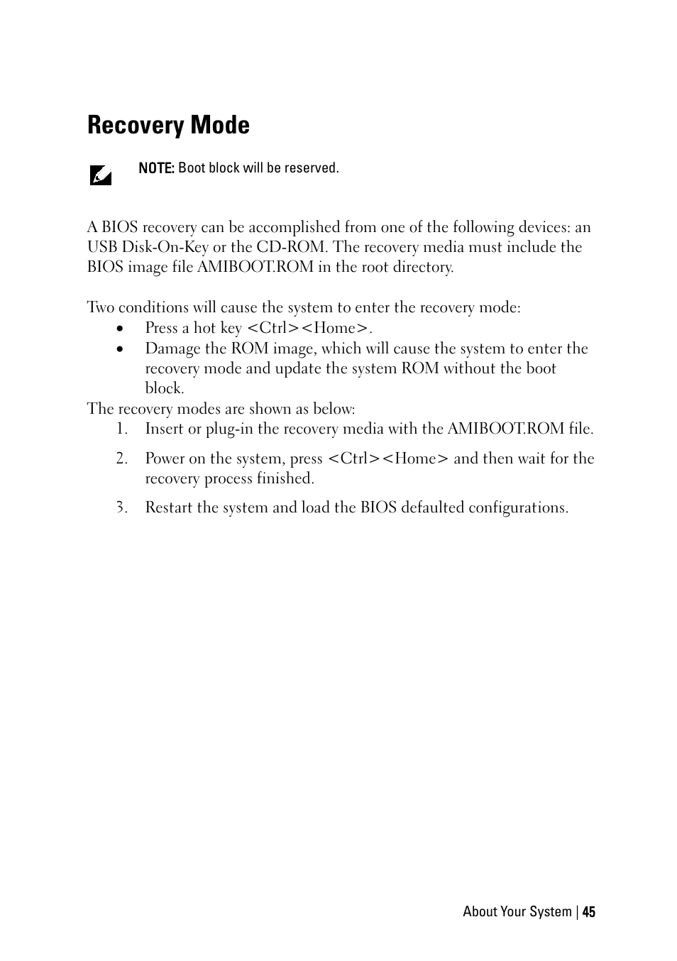 Recovery mode | Dell PowerEdge C6145 User Manual | Page 45 / 250