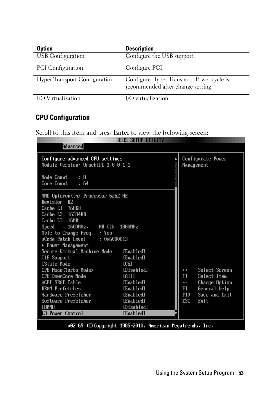 Cpu configuration | Dell PowerEdge C6145 User Manual | Page 53 / 250