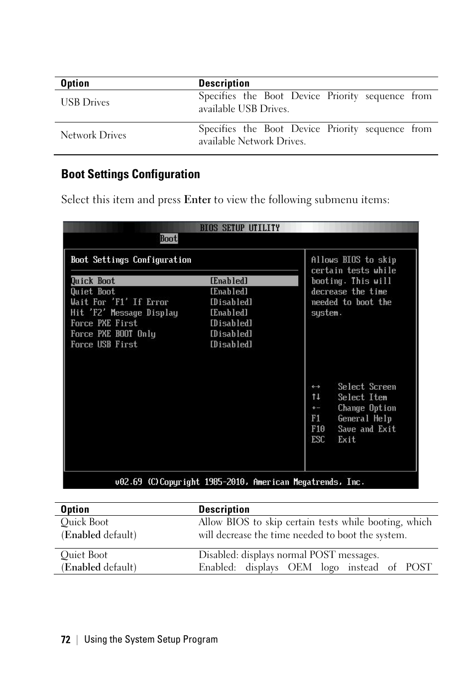 Boot settings configuration | Dell PowerEdge C6145 User Manual | Page 72 / 250