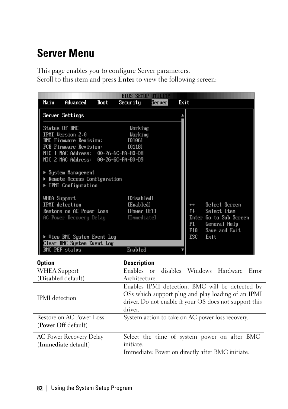 Server menu | Dell PowerEdge C6145 User Manual | Page 82 / 250