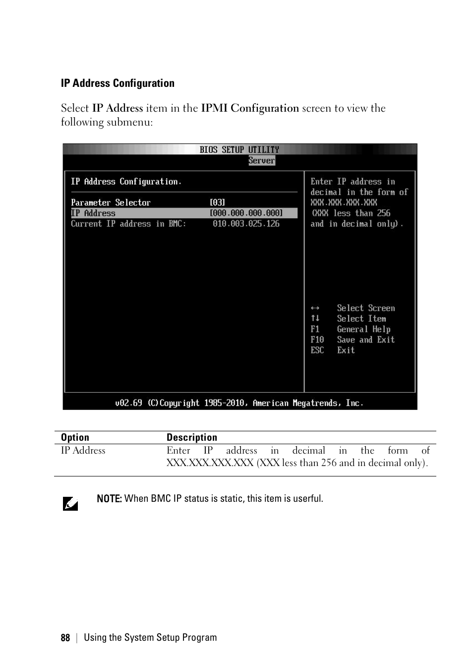 Ip address configuration | Dell PowerEdge C6145 User Manual | Page 88 / 250